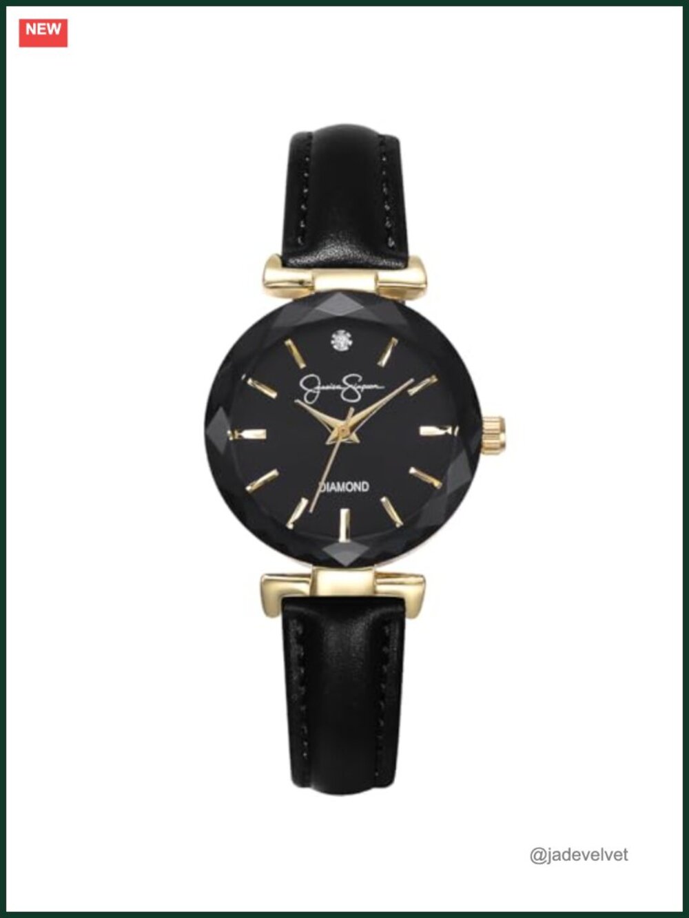Womens Dress Watch Quartz Vegan Leather Band Crystal Diamond Face